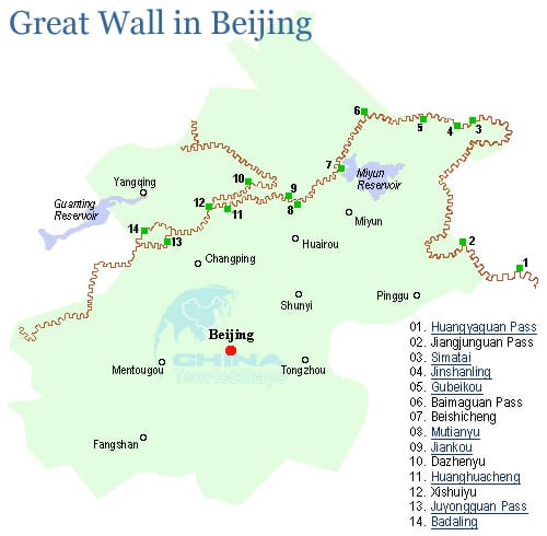 长城地图(北京可前往景点)