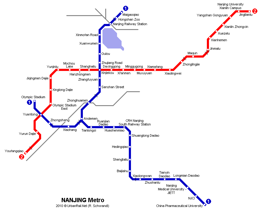2010-2011年南京地铁(地铁)系统路线图