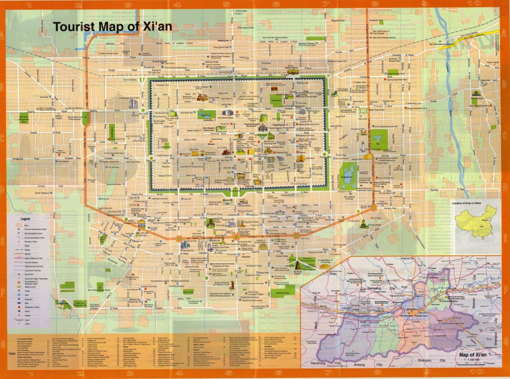 西安旅游地188金宝搏app手机版图:详细城市街道图(旅游亮点)