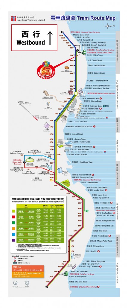 香港电车路线图(西行)
