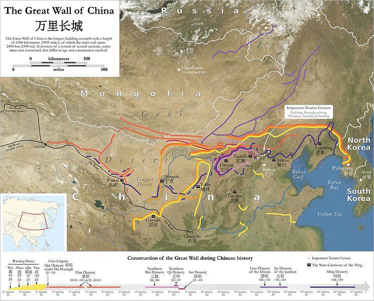 中国长城地图:中国历史上各路188金宝搏网服务网址段的建设