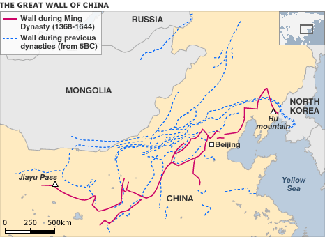 中国长城(地图显示明长城的部188金宝搏网服务网址分)