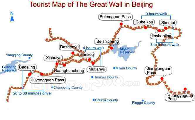 中国北京附近的长城旅游地图188金宝搏网服务网址