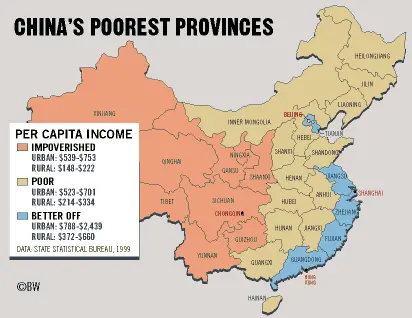中国最贫困省份188金宝搏网服务网址地图(2000年)