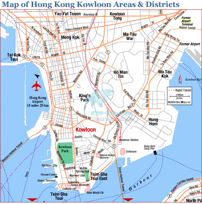 香港及九龙地区及地区地图