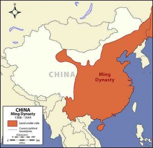 展示明朝统治下188金宝搏网服务网址的中国地图