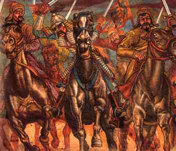 蒙古人骑马冲锋