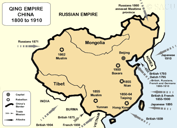 中国清帝国地图，从1800年到1910年188金宝搏网服务网址